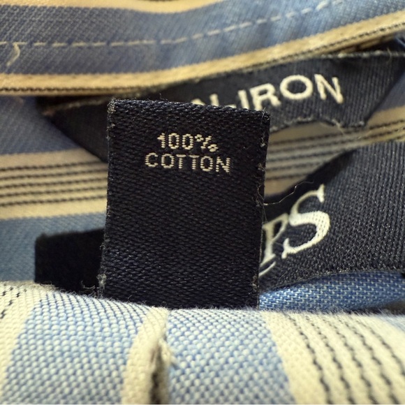 Chaps Classic Button Up Dress Shirt Men’s XL Blue Stripe Long‎ Sleeve Non Iron - Picture 12 of 12